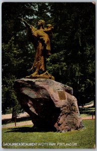 Portland Oregon 1910 Postcard Sacajawea Monument in City Park