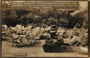 WWI Signal Corps RPPC Postcard Wounded American Officers at Militery Hospital