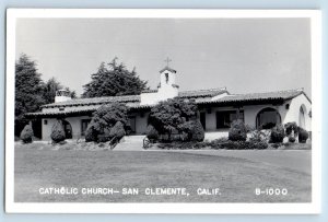 San Clemente California CA Postcard RPPC Photo Catholic Church c1940's Vintage