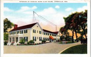 JANESVILLE, WI Wisconsin VFW  Veterans of FOREIGN WARS CLUB HOUSE 1950 Postcard