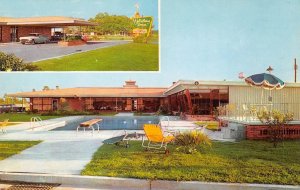 Pascagoula, Mississippi HOLIDAY INN Swimming Pool Roadside '50s Vintage Postcard