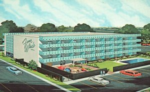 Vintage Postcard 1966 Four Winds Motor Hotel Rockies Downtown Denver Colorado CO