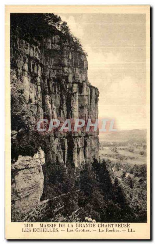 Old Postcard Massif de la Chartreuse Grance scales The rock caves
