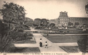 Vintage Postcard Paris Le Jardin Des Tuileries Et Le Nouveau Louvre Paris France