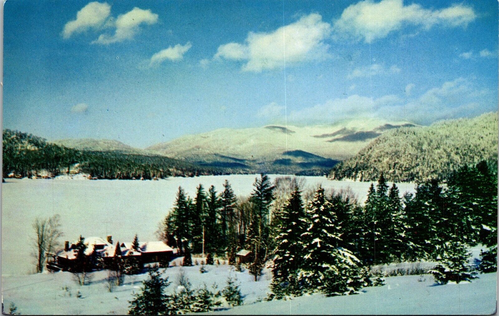 Lake Placid Whiteface Mountain Winter Time Pines Signal Hill Postcard