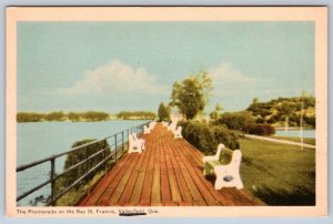 Promenade On The Bay St Francis, Valleyfield Quebec, Vintage PECO Postcard