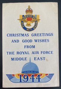 England Royal Air Force Middle East Christmas greetings Card RAF WW2 1944