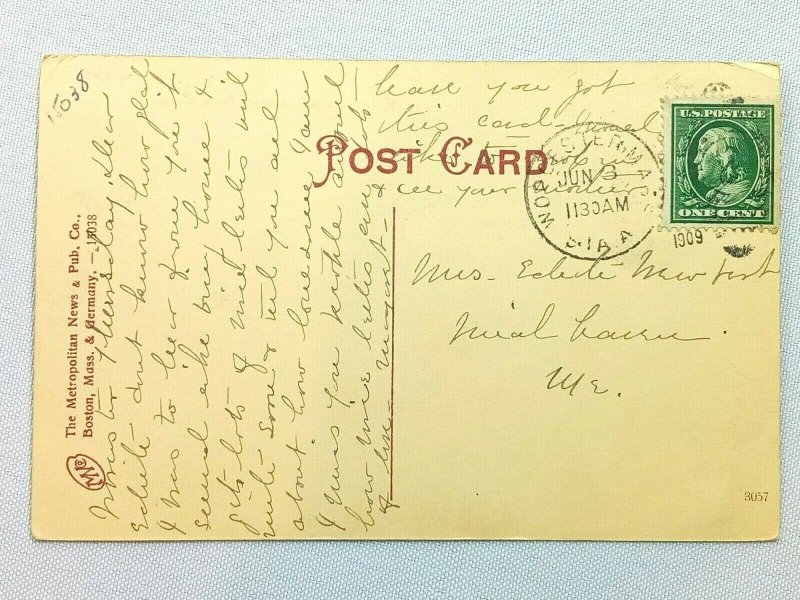 Vintage Postcard 1909 Front St. Worcester from Main St. MA Massachusetts
