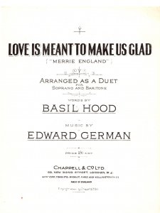 Love Is Meant To Make Us Glad Edward German Olde Sheet Music
