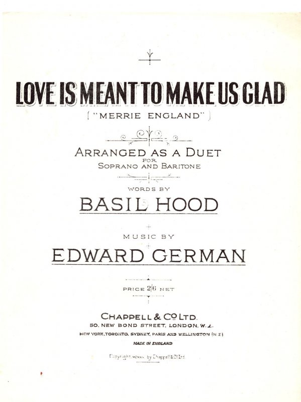 Love Is Meant To Make Us Glad Edward German Olde Sheet Music