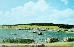 Main-A-Dieu Village NS Nova Scotia Cape Breton Boats Unused Vintage Postcard D35