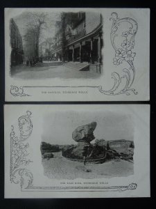 Kent 2 x TUNBRIDGE WELLS The Pantiles & Toad Rock c1906 Art Nouveau Postcard