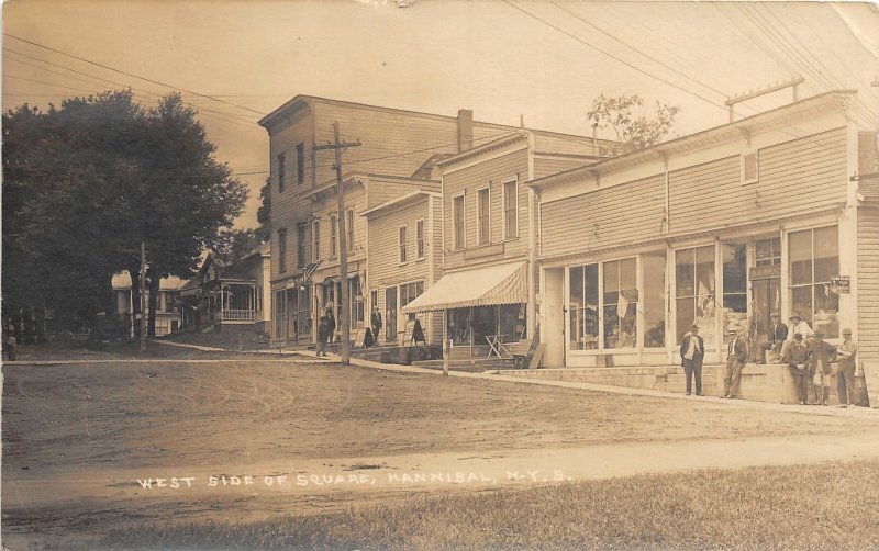 F55/ Hannibal New York RPPC Postcard 1924 West Side Square Stores