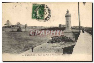 Old Postcard Marseille Entree Harbor Lighthouse St. Mary