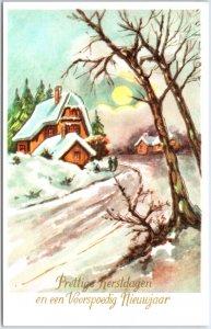 VINTAGE POSTCARD DUTCH MERRY CHRISTMAS AND A HAPPY NEW YEAR GREETINGS