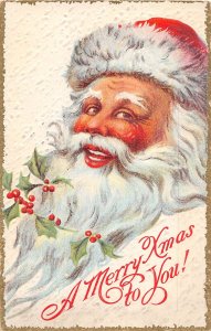 J49/ Santa Claus Merry Christmas Postcard c1910 Smile 344