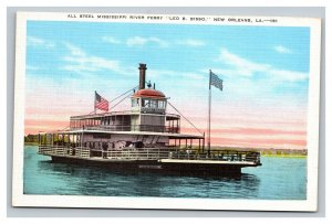 Vintage 1940's Postcard Mississippi River Ferry Leo B Bisso New Orleans LA