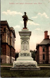 Postcard Soldier's and Sailor's Monument in Ionia, Michigan