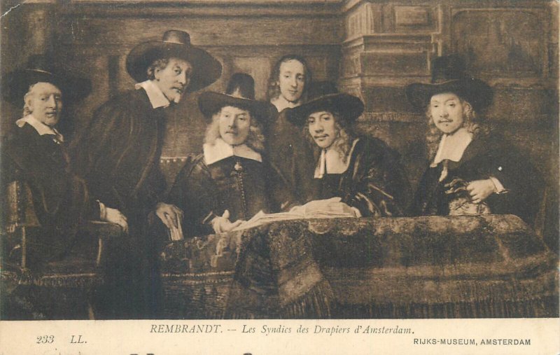 The Syndics of the Amsterdam Clothiers by Rembrandt 1919 fine art postcard