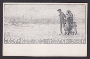 Vintage postcard Germany Richard Moser homeless family social art theme