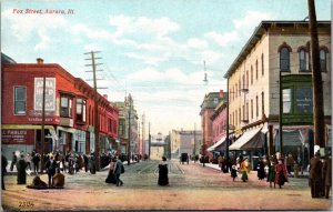 Postcard Fox Street in Aurora, Illinois