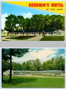 2 Postcards SOUTH PARIS, Maine ME ~ Roadside GOODWIN'S MOTEL 1950s-60s