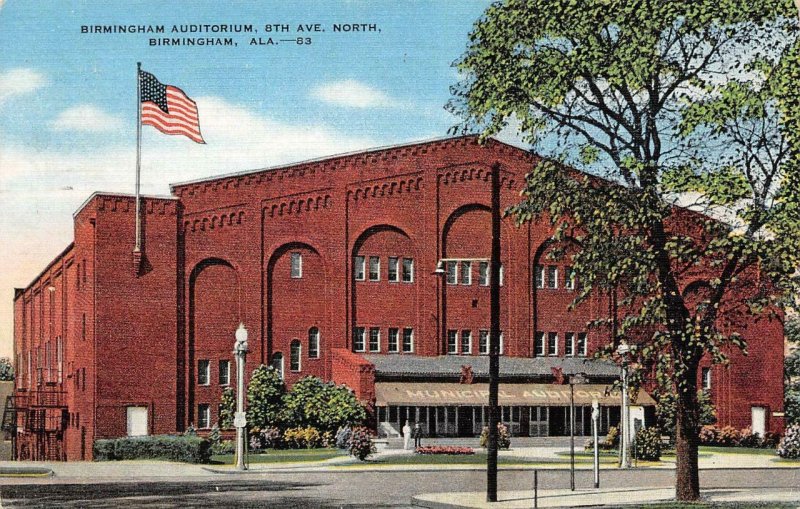 BIRMINGHAM, Alabama AL   BIRMINGHAM AUDITORIUM~8th Ave North 1945 Linen Postcard