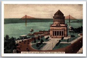 Vtg New York City NY Grants Tomb & Hudson River Bridge 1920s View Postcard