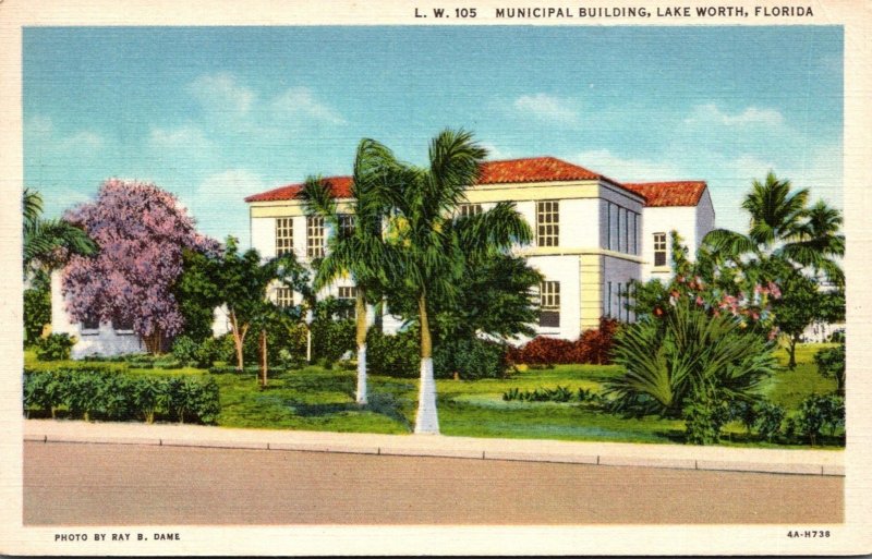 Florida Lake Worth Municipal Building 1934 Curteich