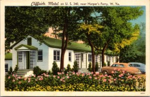 Linen Postcard Cliffside Motel on US 340 near Harper's Ferry in West Virginia