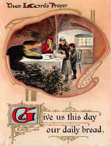THE LORD'S PRAYER DAILY BREAD RELIGIOUS GEL COATED POSTCARD (c. 1910) PD