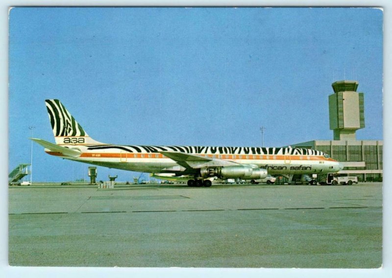 ASA Airlines AFRICAN SAFARI CLUB Zebra Striped Airplane  ~ 4x6  Postcard