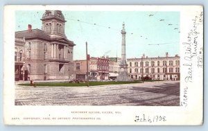 Racine Wisconsin Postcard Monument Square Exterior Building 1905 Vintage Antique