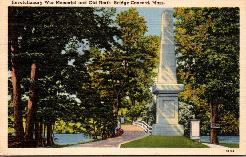Massachusetts Concord Revolutionary War Memorial and Old North Church 1945