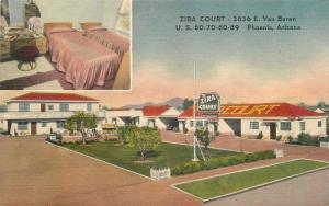 1940s Lira Court interior roadside Phoenix Arizona Colorpicture linen 8673