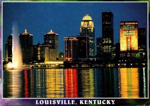 Kentucky Louisville Skyline At Night 1998