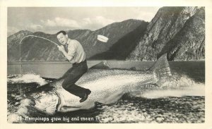 1949 Kamploops Big fish Exaggeration Lake Pend Oreille  RPPC Postcard 22-11185