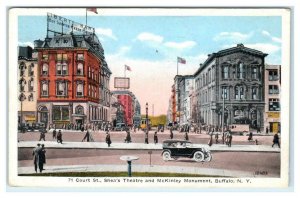 BUFFALO, NY ~ Shea's Theatre COURT STREET Scene, McKinley Monument 1923 Postcard