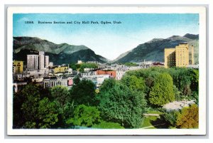 Business Section and City Hall Park Ogden Utah UT UNP WB Postcard N18