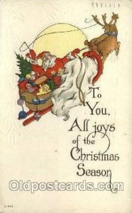 Santa Claus Christmas 1920 crease right top corner tip, light postal marking ...