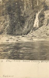 RPPC Postcard Waterfall Eagle River Baker County Oregon