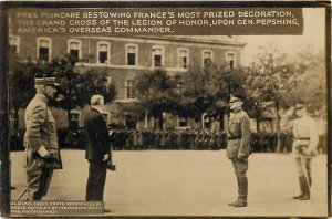 WWI Signal Corps RPPC Postcard Poincare Bestows Legion of Honor on Pershing