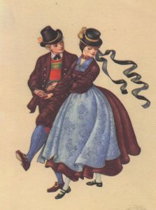 Salzburg Province De Pongau Austrian Fashion Folklore Dance Postcard