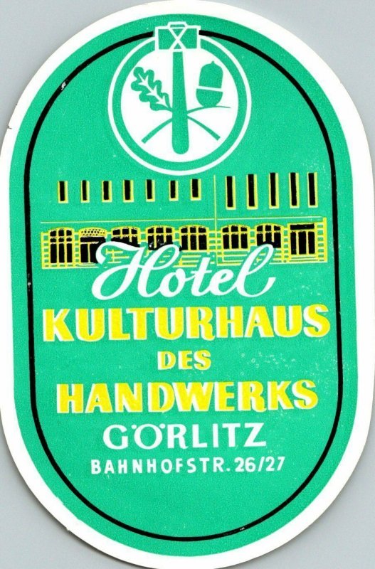 Germany Goerlitz Hotel Kulturhaus des Handwerks Vintage Luggage Label sk4734