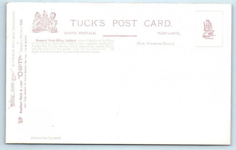 Tuck Oilette SYDNEY, Australia NSW ~ General POST OFFICE  Fullwood Postcard