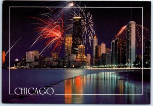 Postcard - Fireworks Over the Chicago Skyline, Illinois, USA