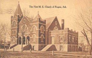 THE FIRST METHODIST EPISCOPAL CHURCH ROGERS ARKANSAS POSTCARD 1916