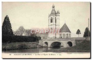 Old Postcard Nogent Le Rotrou Bridge and L & # 39Eglise