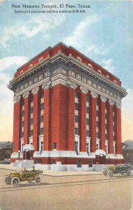 New Masonic Temple El Paso Texas 1910c postcard