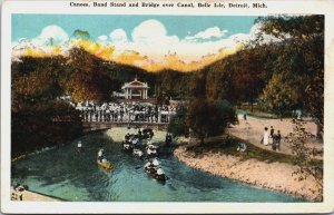 Canoes Band Stand and Bridge Over Canal Belle Isle Detroit Michigan C207